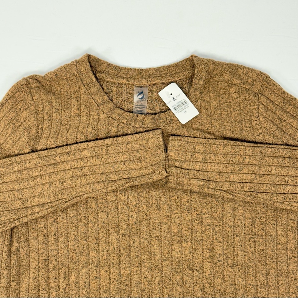 Ribbed Knit Lou & Grey Brown Melange Long Sleeve Top Size M Medium